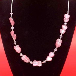 Valentine's Heart shaped pink‎ 16" necklace
